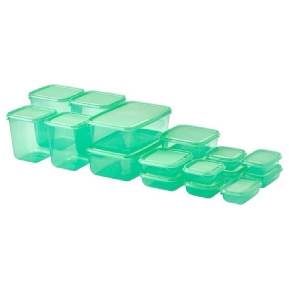 Ikea Pruta Foot Storage Containers Pack of 17 NEW Green With Lids NWT